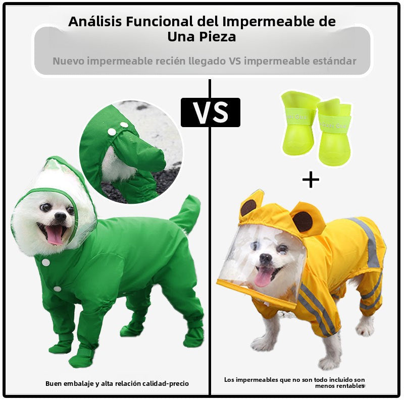 Chaqueta de lluvia impermeable para mascotas con capucha