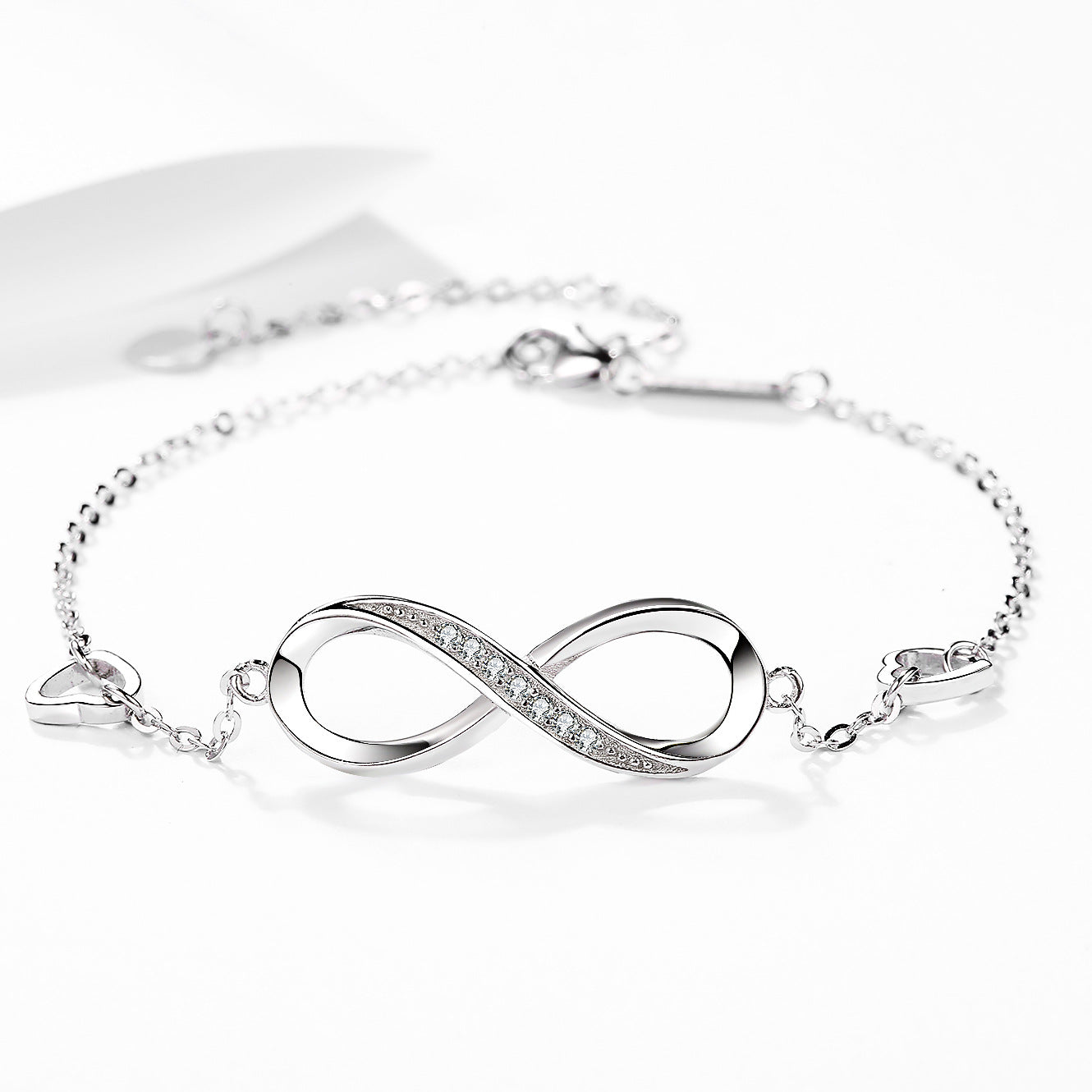 Pulsera de Plata 925 con Símbolo Infinito y Corazones – Para Mujer
