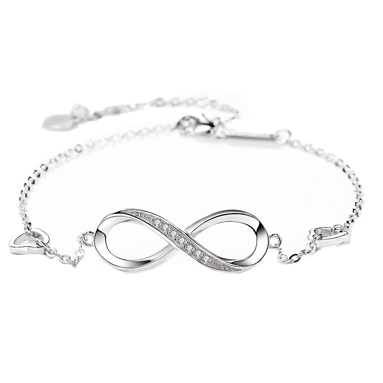Pulsera de Plata 925 con Símbolo Infinito y Corazones – Para Mujer
