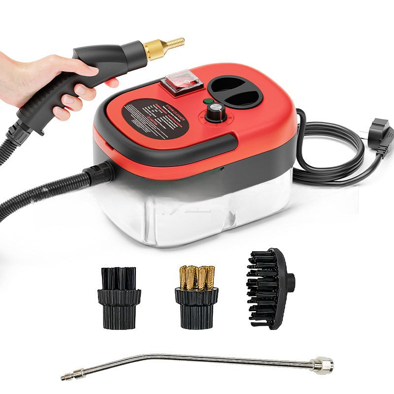 Limpiadora a vapor 2500W roja con boquillas intercambiables y diseño compacto de 1200ml ideal para limpieza de cocina y hogar
