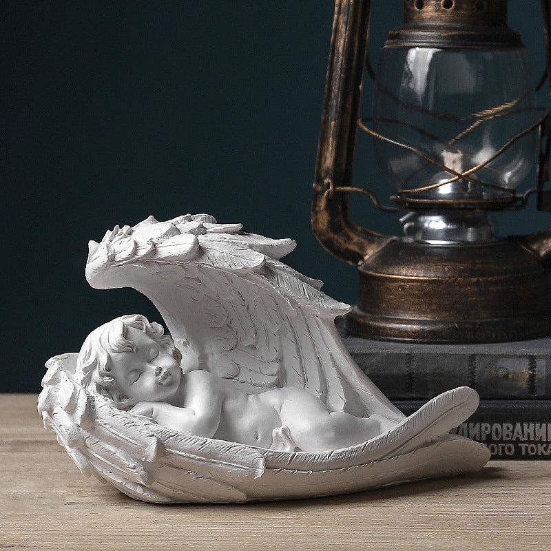 Ángel Querubín Decorativo en Estatua Pequeña de Resina para el Hogar