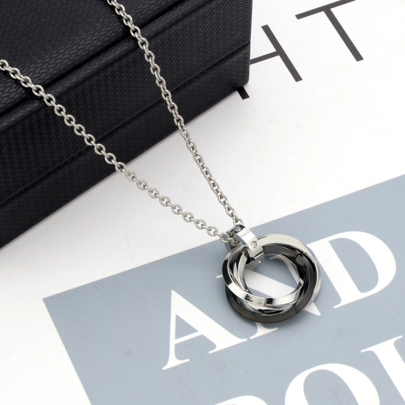 Cadena para Hombre de Acero Inoxidable – Dije de Anillos entrelazados