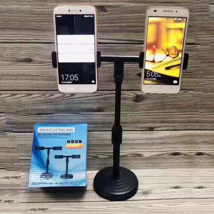 Soporte para Doble Teléfono con Base Ponderada: Ajustable y Extensible para Transmisiones en Vivo, Videollamadas y Grabaciones