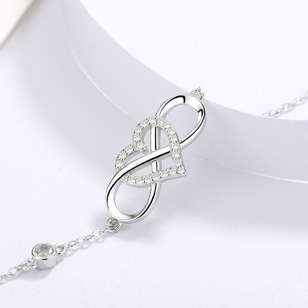 Pulsera de Plata 925 con Corazón y Símbolo Infinito – Regalo de Aniversario