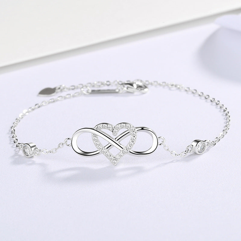 Pulsera de Plata 925 con Corazón y Símbolo Infinito – Regalo de Aniversario