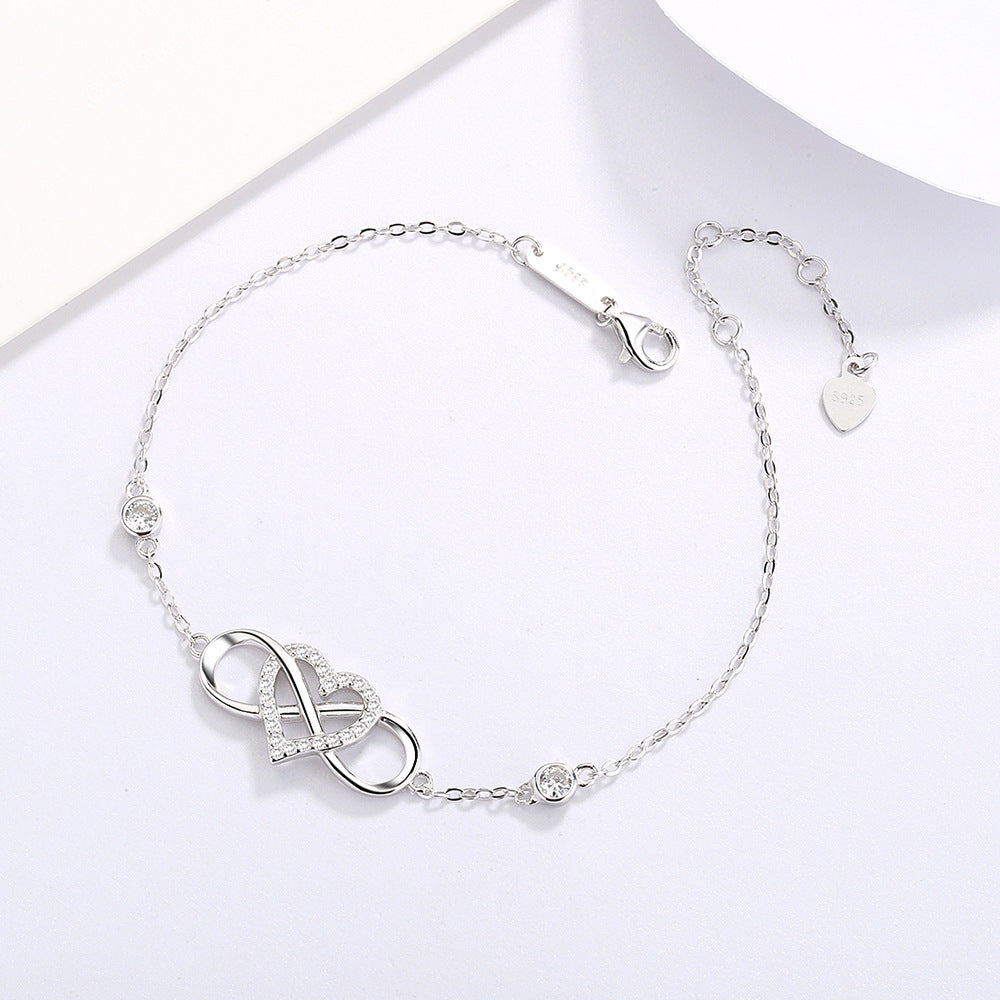 Pulsera de Plata 925 con Corazón y Símbolo Infinito – Regalo de Aniversario
