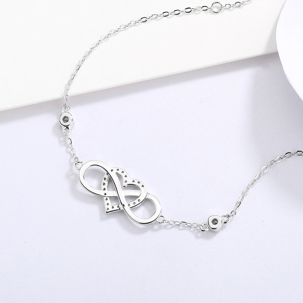 Pulsera de Plata 925 con Corazón y Símbolo Infinito – Regalo de Aniversario