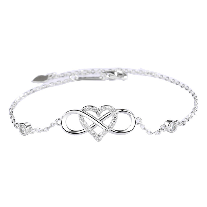 Pulsera de Plata 925 con Corazón y Símbolo Infinito – Regalo de Aniversario