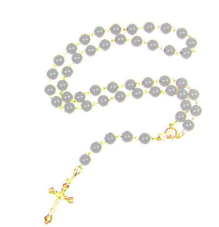 Rosario de la Virgen del Carmen con Perlas Acrílicas y Cruz Religiosa