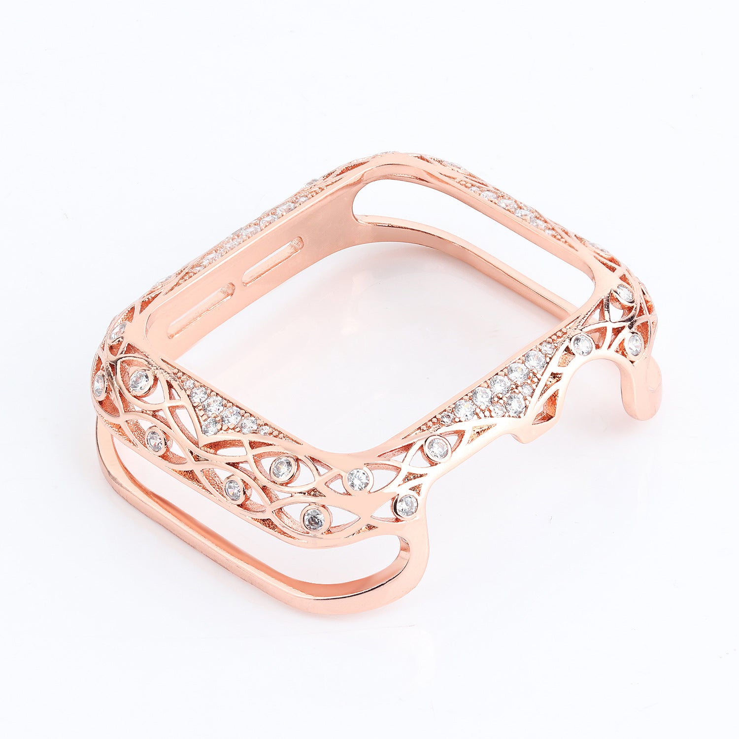 Protector de pantalla de metal para Apple Watch con borde de piedras brillantes, compatible con series 6 a 10.