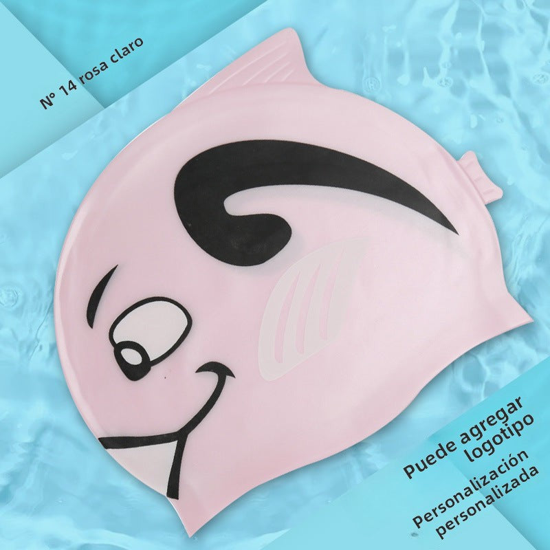 Multicolor Silicone Children's Swim Cap with Waterproof Ear Protection and Animal Design for Swimming and Training