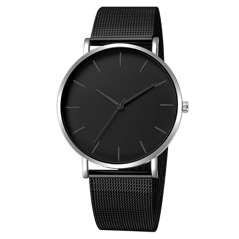 Minimalist Elegant Men's Watch with Steel Strap: Quartz Wristwatch