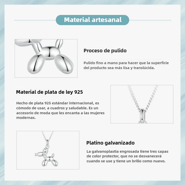 Collar de Perro Globo Creativo en Plata S925: Joyería Unisex, Diseño Lindo y Elegante