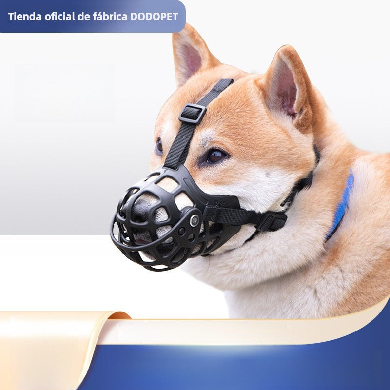 Bozal de silicona ajustable para perros con apertura frontal