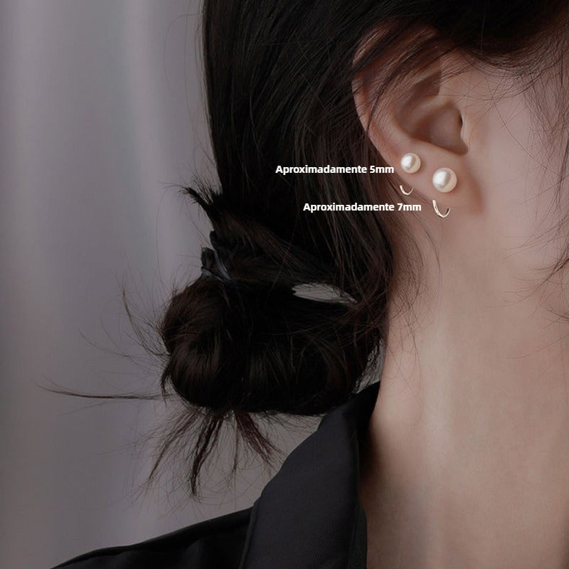 Pendientes de Botón en Plata 999 con Perla – Cierre de Gancho