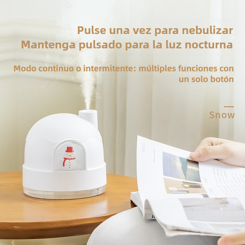Novedoso Humidificador con Luz de Nieve y Noche: USB Silencioso Para Dormitorio, Mini Aire Acondicionado Para Hogar