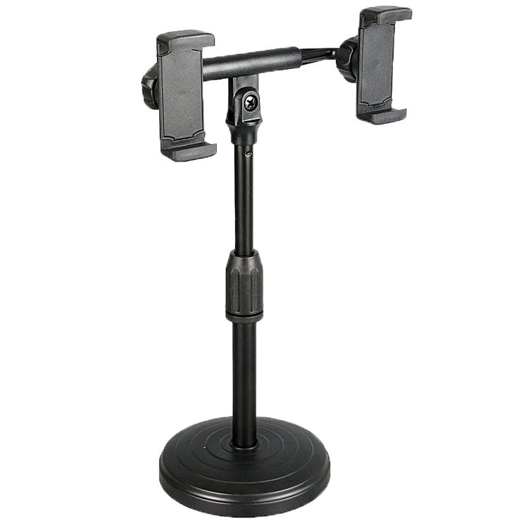 Soporte para Doble Teléfono con Base Ponderada: Ajustable y Extensible para Transmisiones en Vivo, Videollamadas y Grabaciones