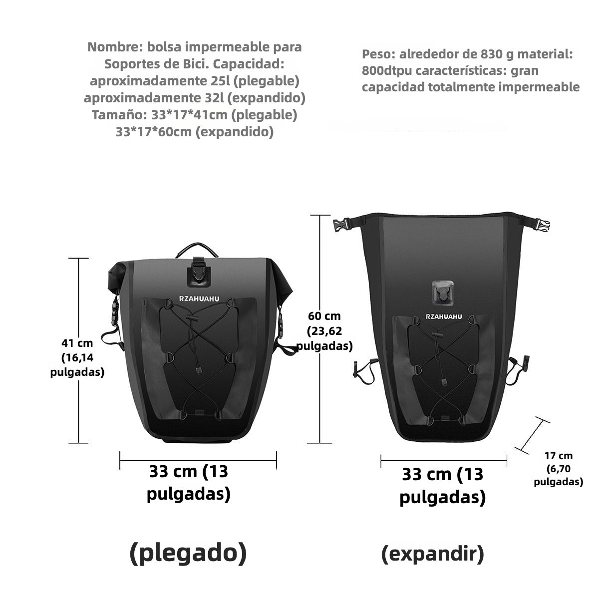 Alforja para Bicicleta Impermeable – Multifunciónal Desmontable y Portátil