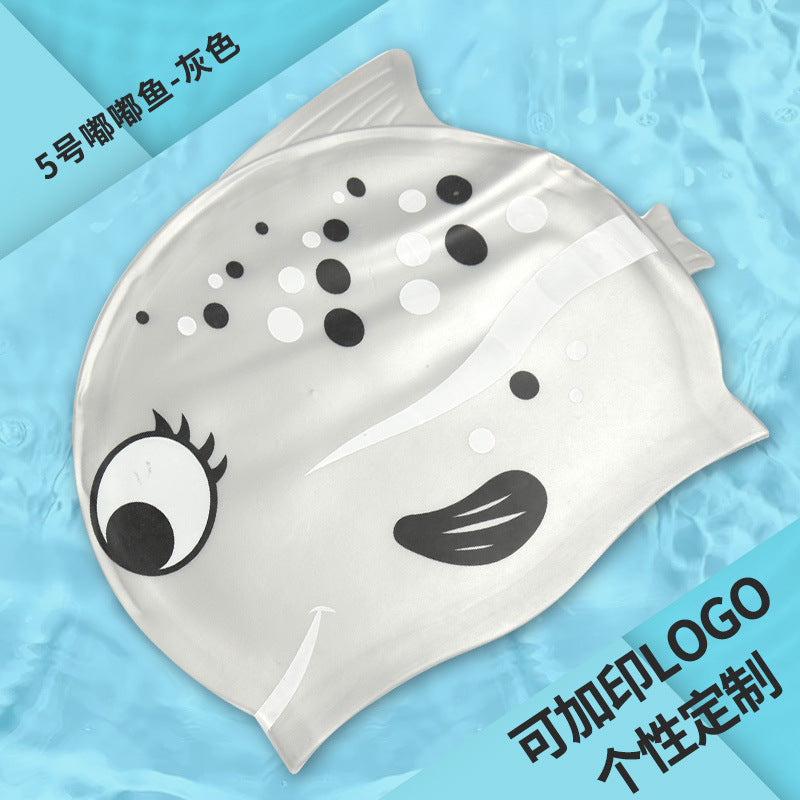 Multicolor Silicone Children's Swim Cap with Waterproof Ear Protection and Animal Design for Swimming and Training