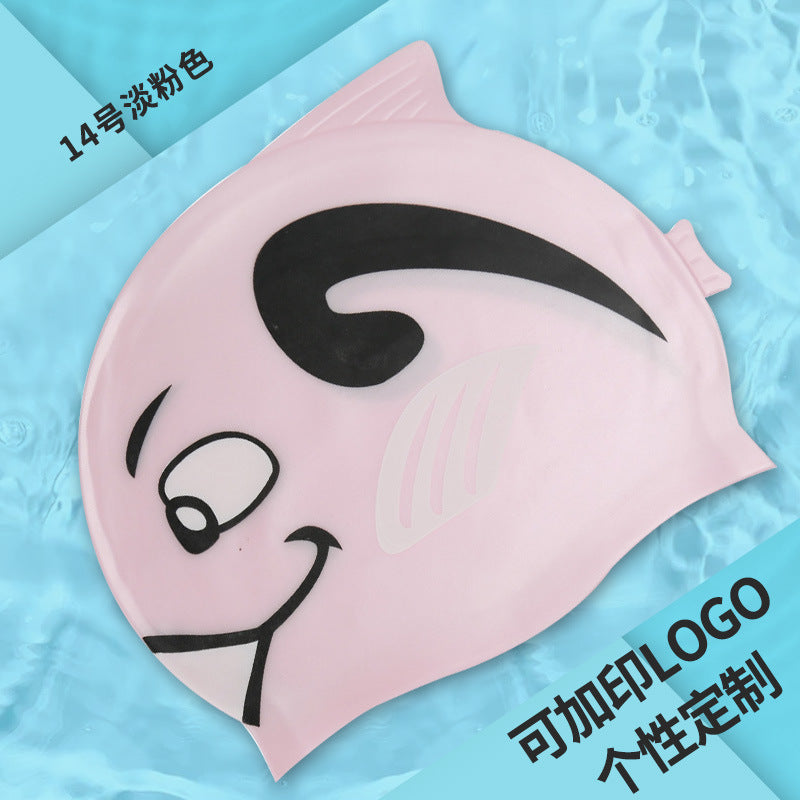 Multicolor Silicone Children's Swim Cap with Waterproof Ear Protection and Animal Design for Swimming and Training