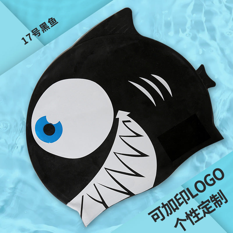 Multicolor Silicone Children's Swim Cap with Waterproof Ear Protection and Animal Design for Swimming and Training