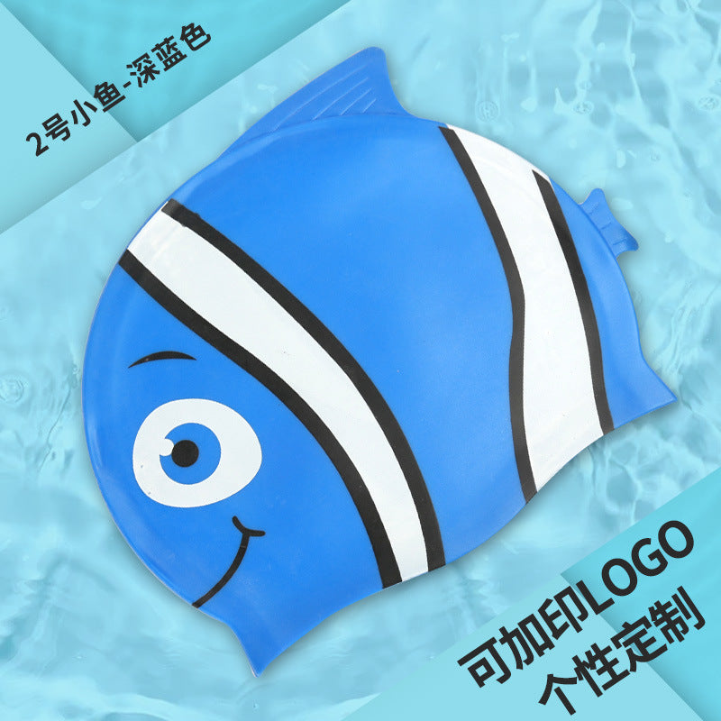 Multicolor Silicone Children's Swim Cap with Waterproof Ear Protection and Animal Design for Swimming and Training