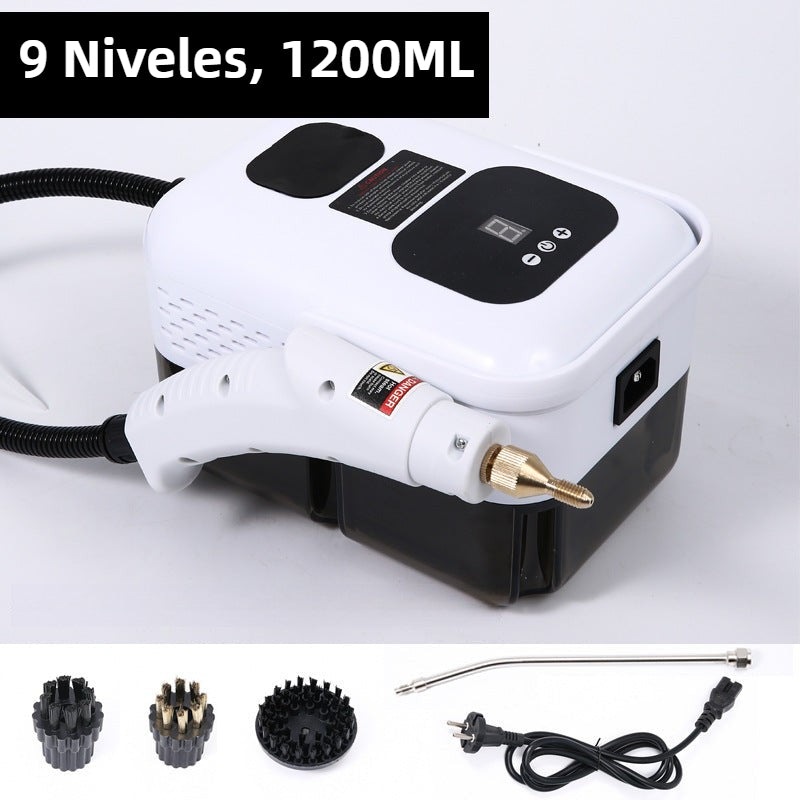 Limpiador de Vapor Portátil de Alta Temperatura con 9 niveles y tanque de 1200ML. Ideal para desinfectar superficies del hogar con vapor potente.
