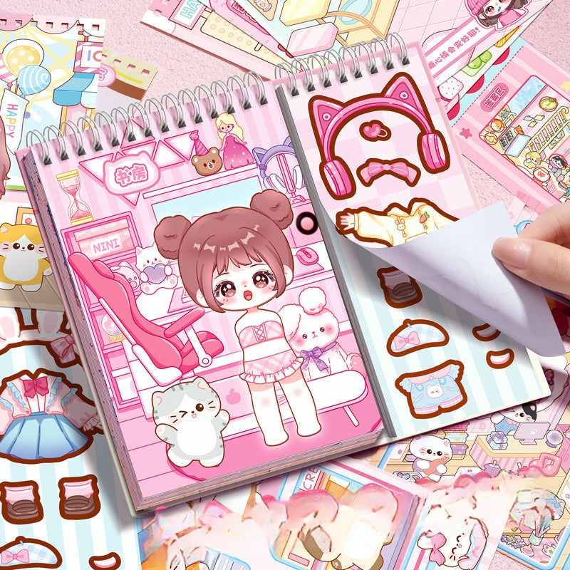 Libro de Pegatinas para Niñas – Escenarios Divertidos para Vestir y Decorar