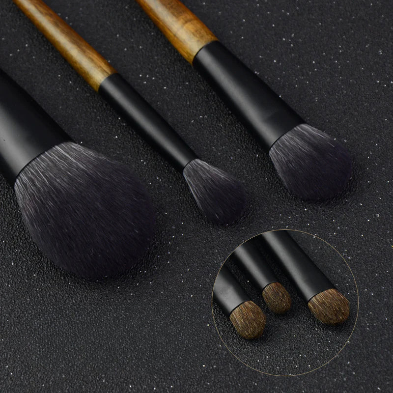 Kit de Mini Brochas de Maquillaje con Pelo Real | Set Completo Profesional