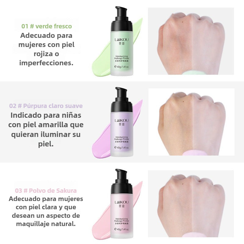 LaiKou Crema de Maquillaje Fijadora Verde y Morada: Base Hidratante Natural para Estudiantes