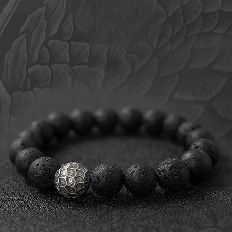 Pulsera de piedra volcánica: diseño retro, suerte y fuerza para hombres - regalo de aniversario perfecto