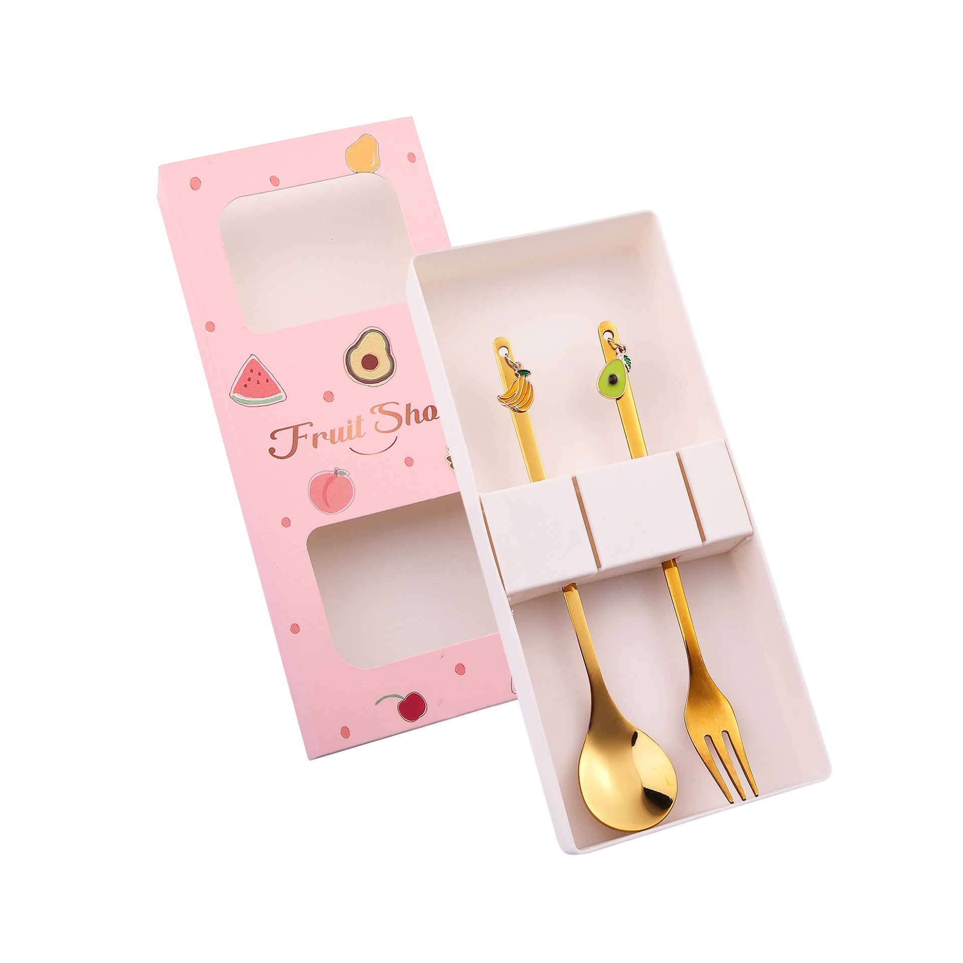 Cartoon Fruit Utensil Set: Cute Stainless Steel Dessert Spoons and Forks Gift