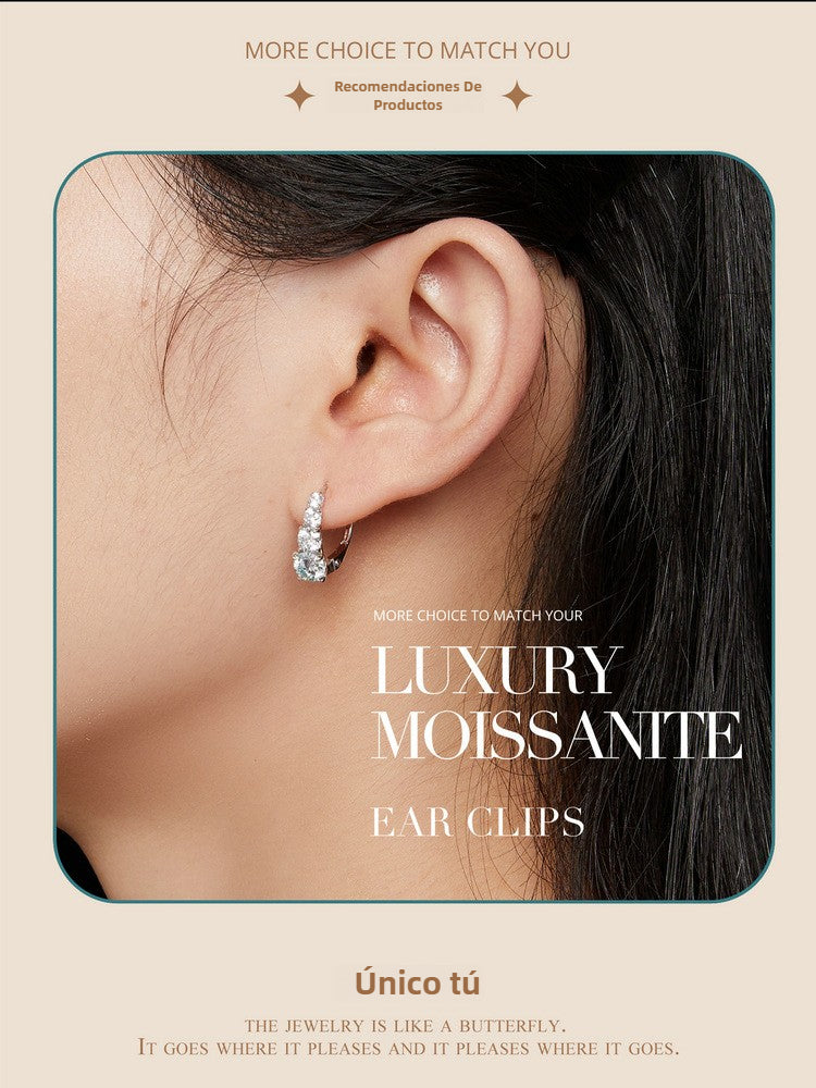Pendientes de Plata 925 con Moissanita 0.50ct: Aretes Elegantes de Circonita Moissanita, Aros de Plata Esterlina para Mujer Estilo Moderno