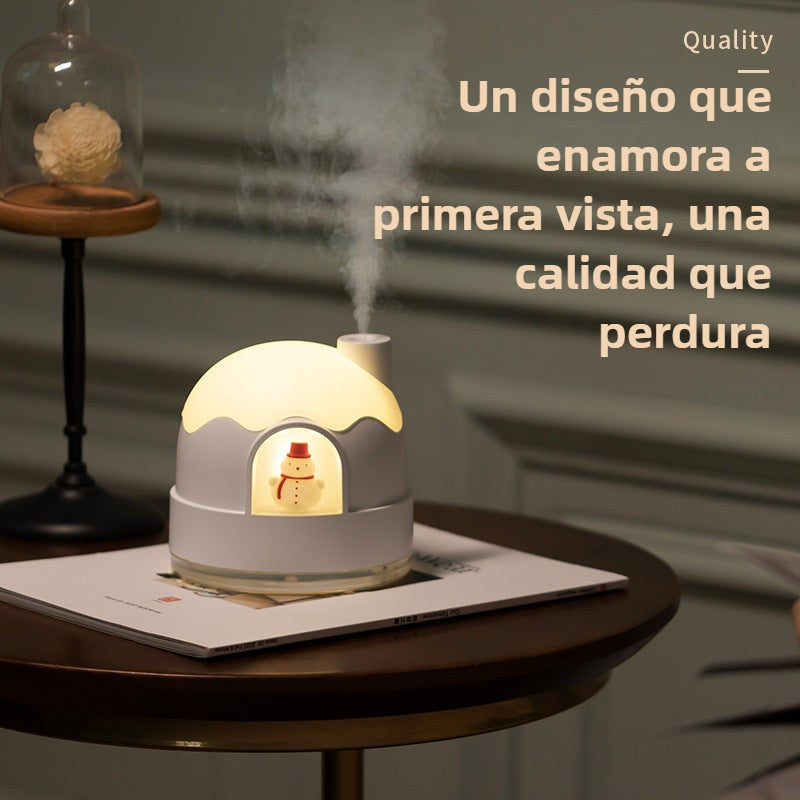 Novedoso Humidificador con Luz de Nieve y Noche: USB Silencioso Para Dormitorio, Mini Aire Acondicionado Para Hogar