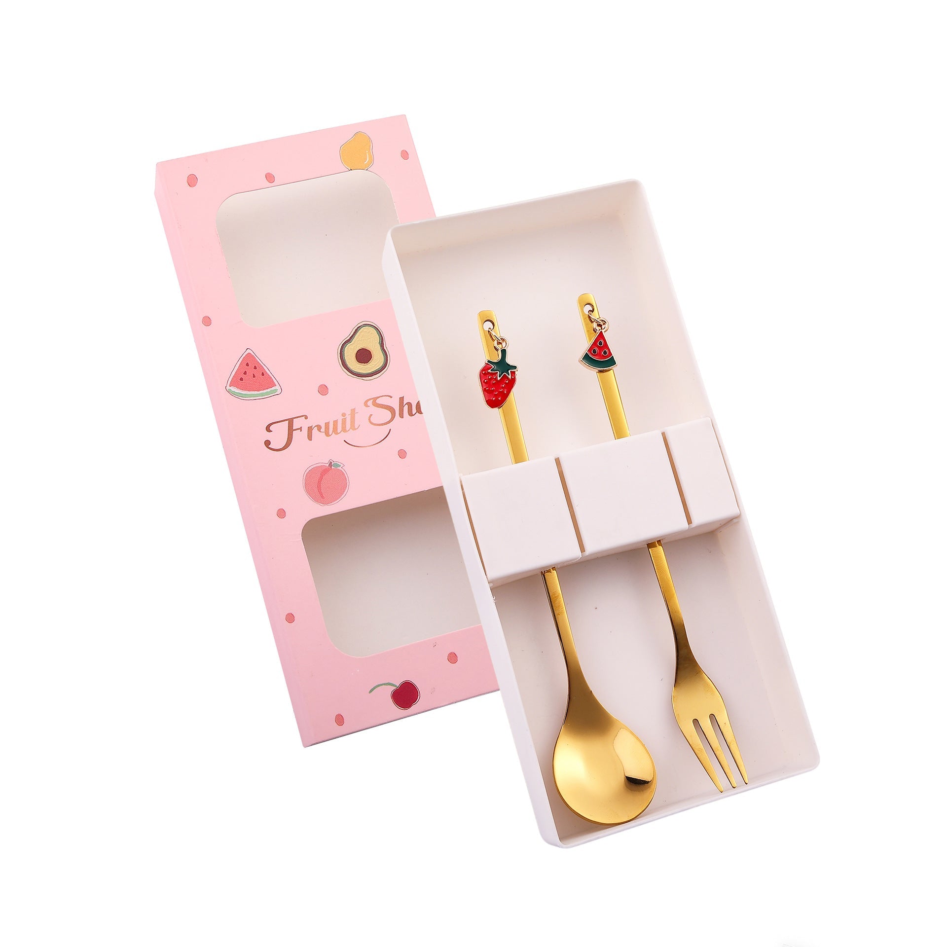 Cartoon Fruit Utensil Set: Cute Stainless Steel Dessert Spoons and Forks Gift