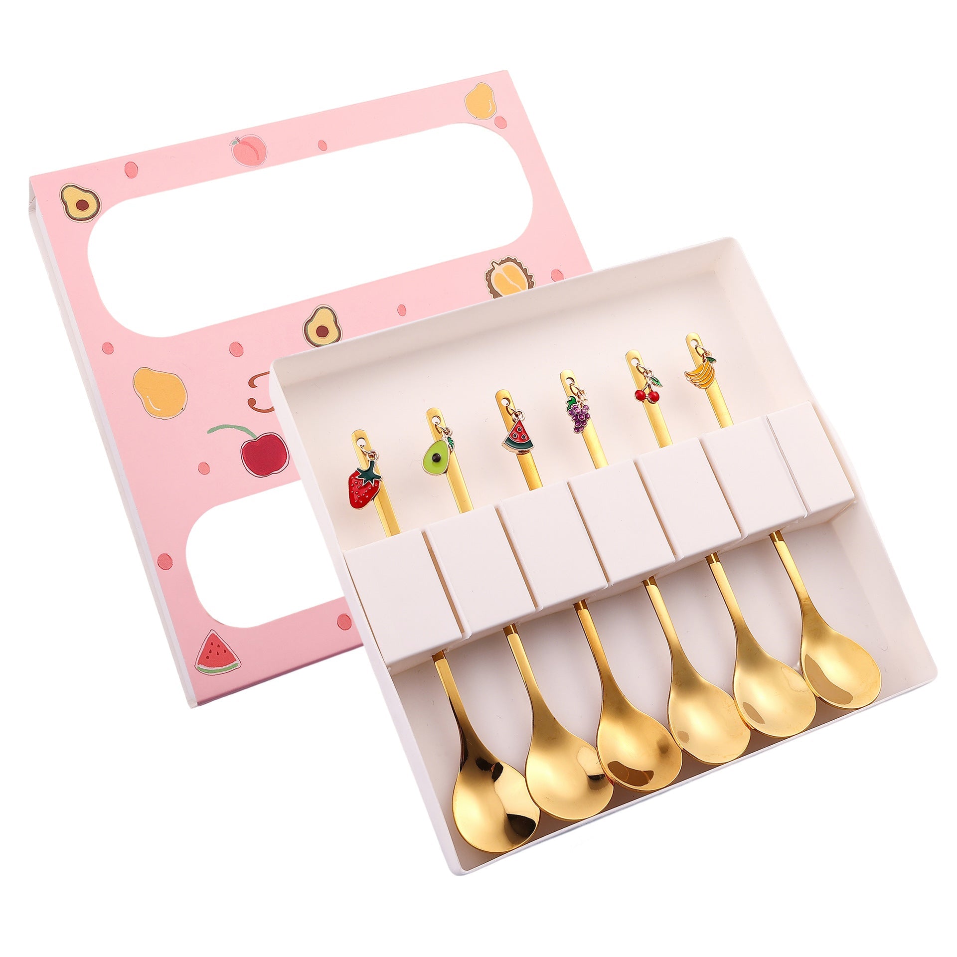 Cartoon Fruit Utensil Set: Cute Stainless Steel Dessert Spoons and Forks Gift