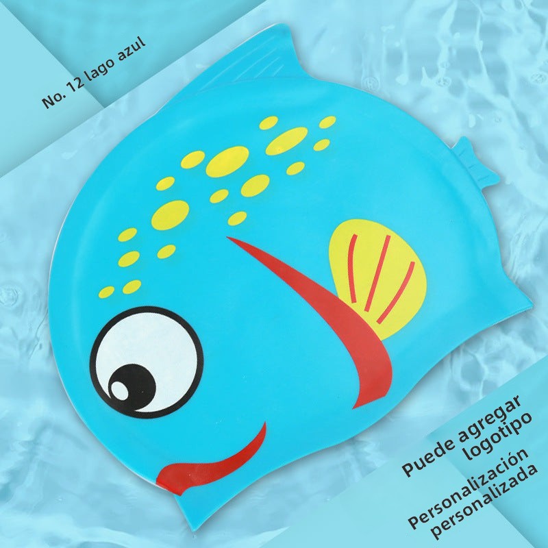 Multicolor Silicone Children's Swim Cap with Waterproof Ear Protection and Animal Design for Swimming and Training
