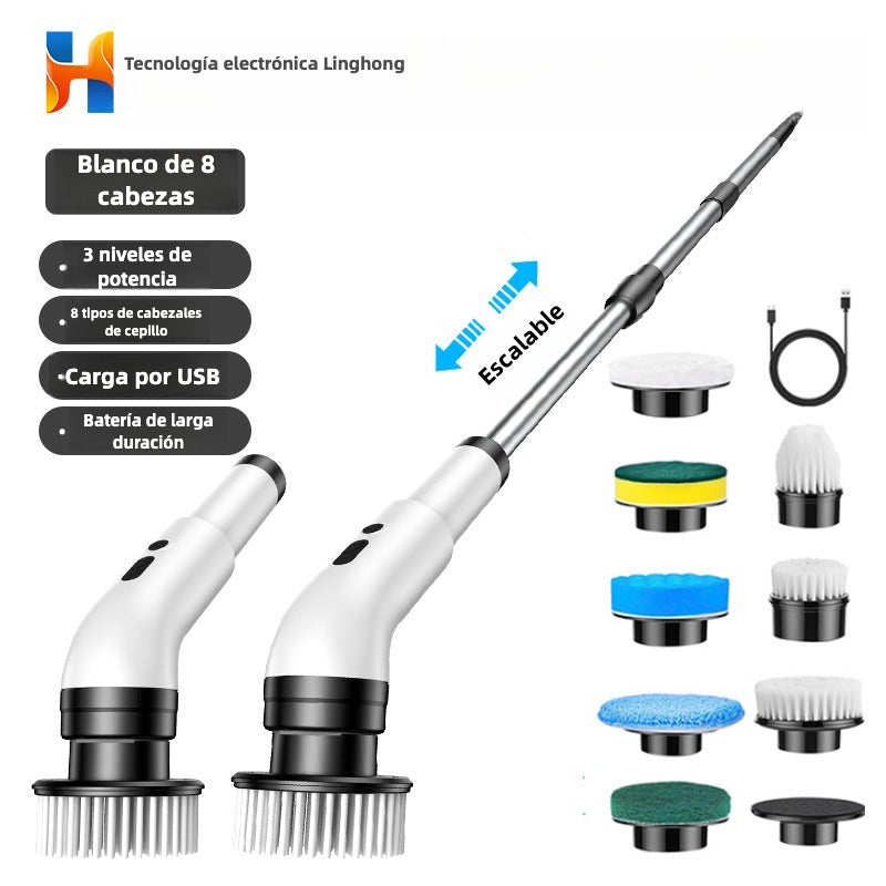 Electric Multifunctional Cleaning Brush with Extendable Handle for Kitchen and Bathroom