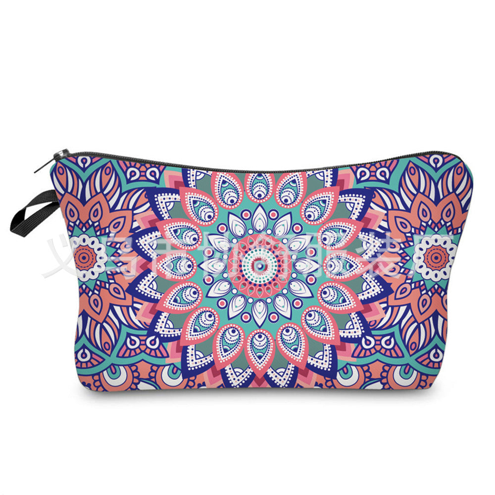 Neceser Mandala 3D: Bolsa de Cosméticos con Estampado Bohemio para Mujer