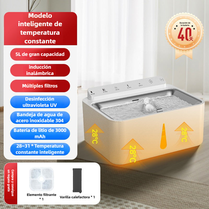 Dispensador de Agua para Mascotas: Calentamiento Constante, Filtración en Circulación, Silencioso, Inteligente