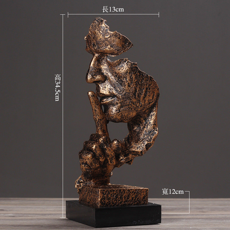 Escultura del Silencio con Acabado Rústico para Decoración de Oficina