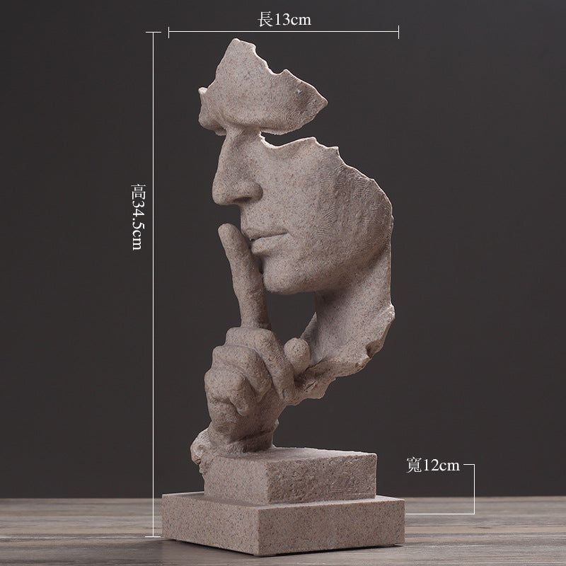 Escultura del Silencio con Acabado Rústico para Decoración de Oficina