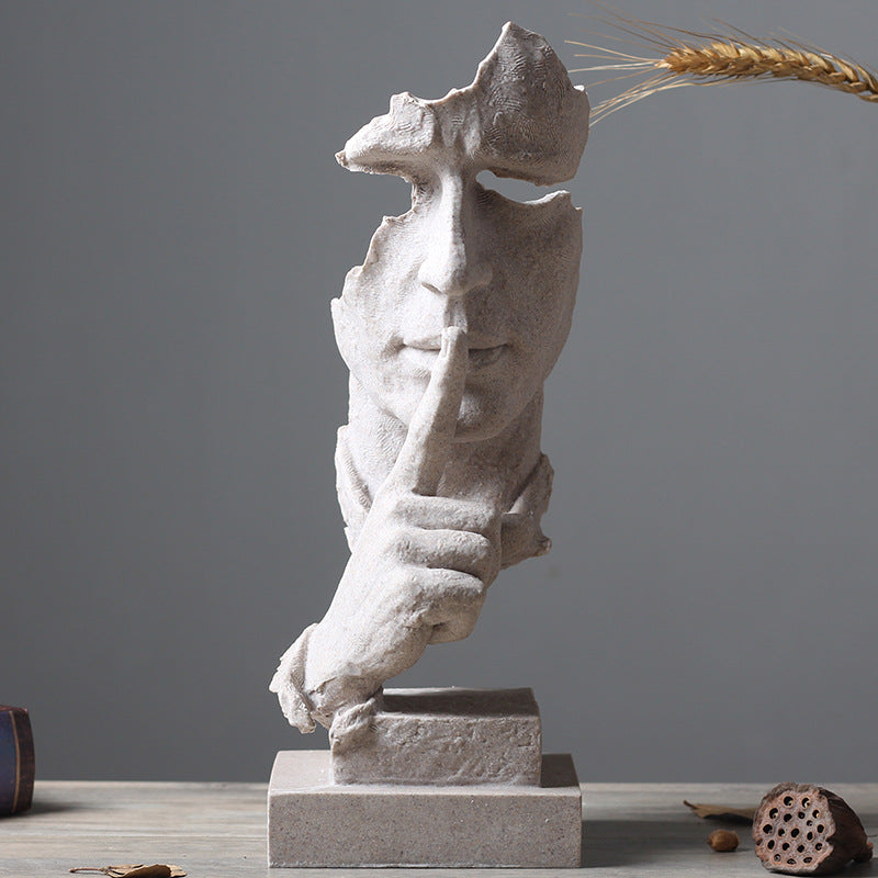Escultura del Silencio con Acabado Rústico para Decoración de Oficina