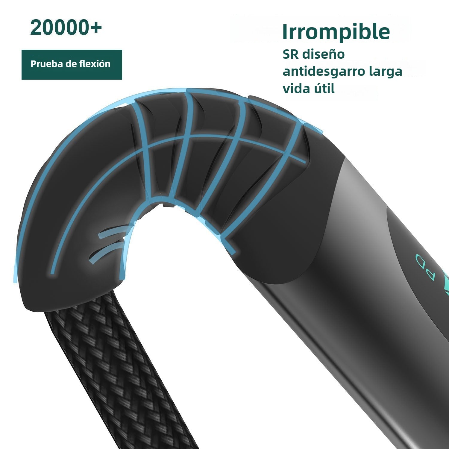 Cable de carga rápida de 100 W con pantalla digital: compatible con dispositivos USB-C tipo C