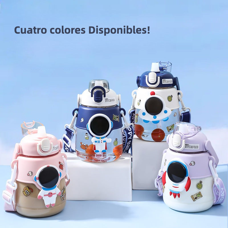 Botella para niño de gran capacidad con tapa y pajita