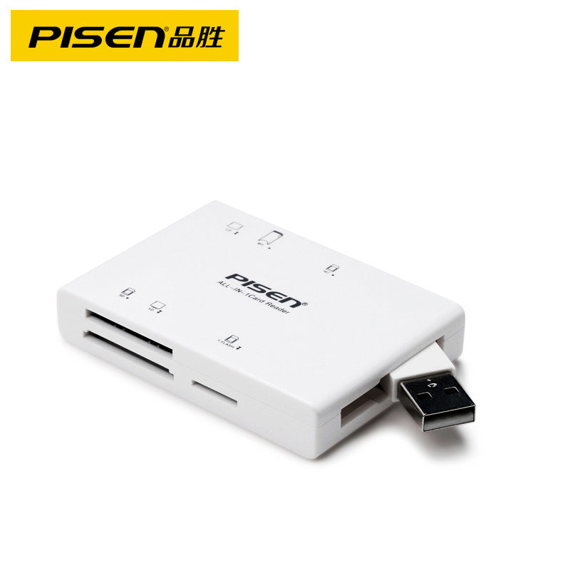 Lector de tarjetas Pisen todo en uno con conexión Mini USB 2.0 para TF, SD, CF y MS
