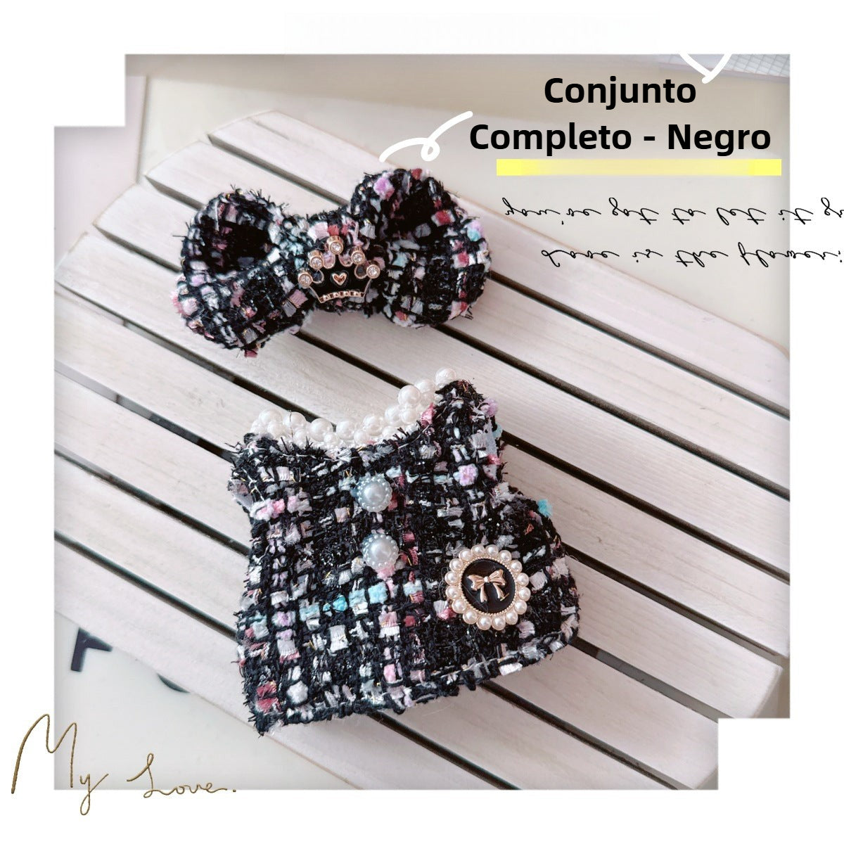 Conjunto de ropa y accesorios estilo Chanel para muñecas Labubu de 17 cm (muñeca no incluida)