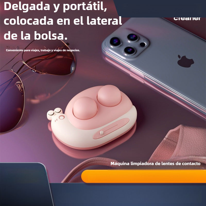Limpiador y Estuche Automático para Lentes de Contacto: Mini Dispositivo Silencioso de Limpieza Portátil con Almacenamiento Integrado
