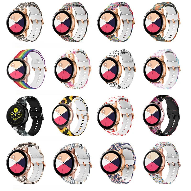 Printed Silicone Strap for Samsung Galaxy Active2 and Watch4: Compatible with Huawei GT 20/22mm