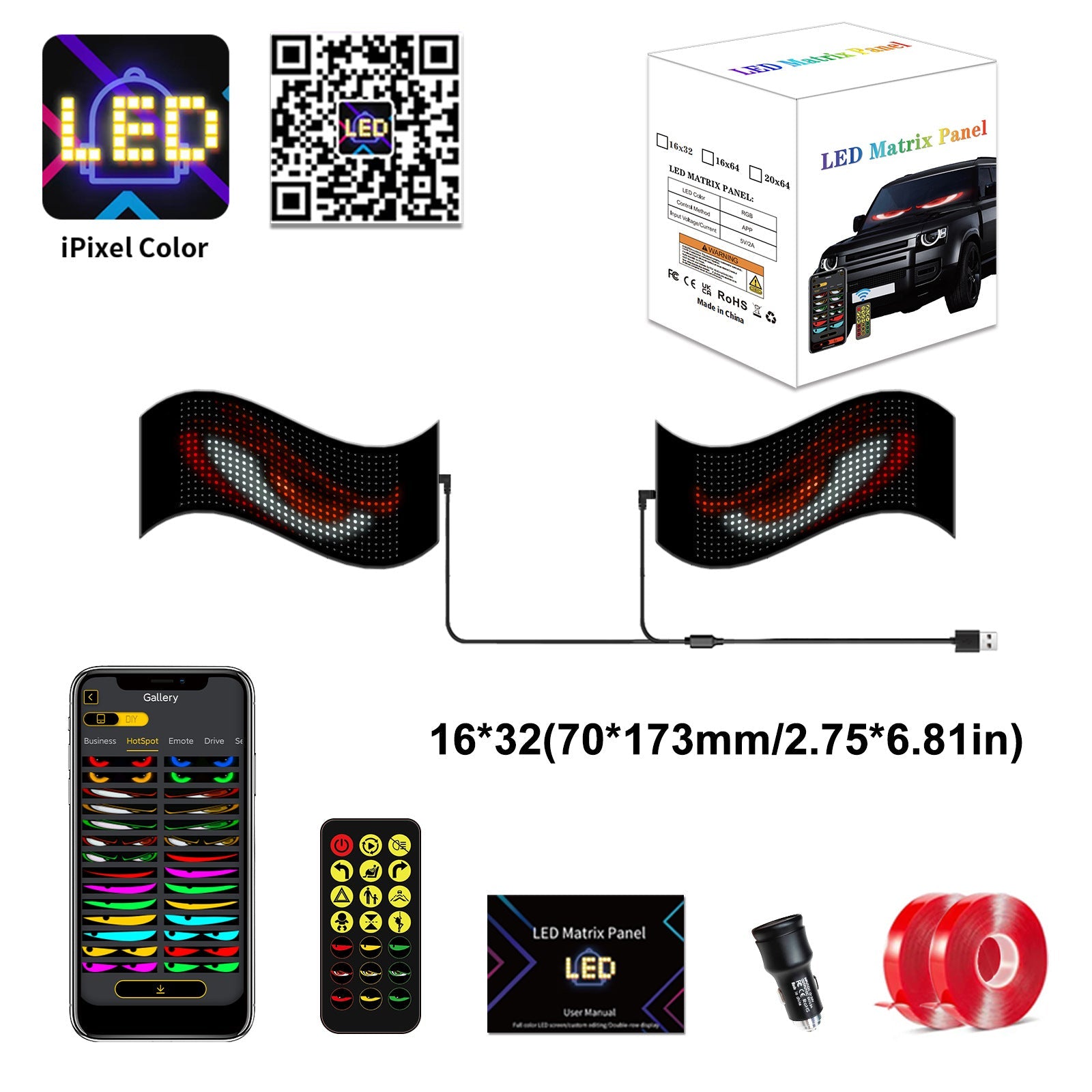 Flexible Bluetooth LED Car Display: Waterproof IP65 Full-Color Smart Vehicle Screen